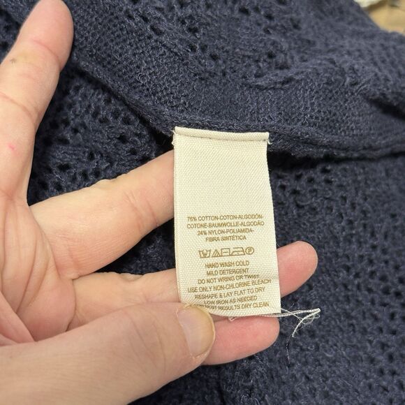 Free People Cutie Booty Crochet Cardigan Sweater M Blue Boho Y2K Elena Gilbert - Picture 12 of 12